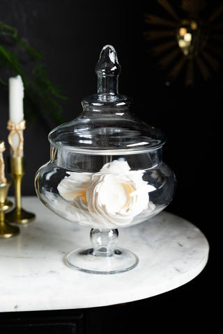 Lifestyle image of the Beautiful Apothecary-Style Glass Jar With Lid