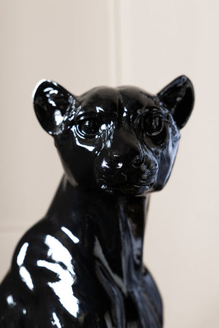 Close-up of the face of the Beautiful Black Panther Decorative Ornament.