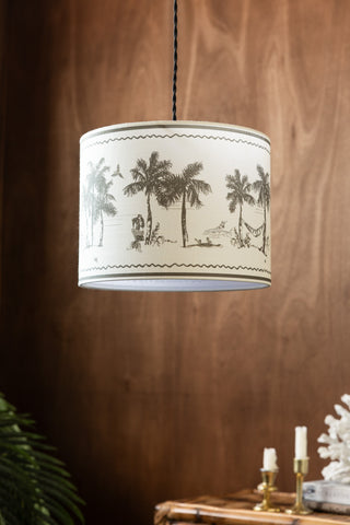 Image of the Beautiful Desert Island Lampshade hanging from the ceiling