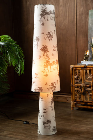 Lifestyle image of the Beautiful Desert Island Tapered Floor Lamp