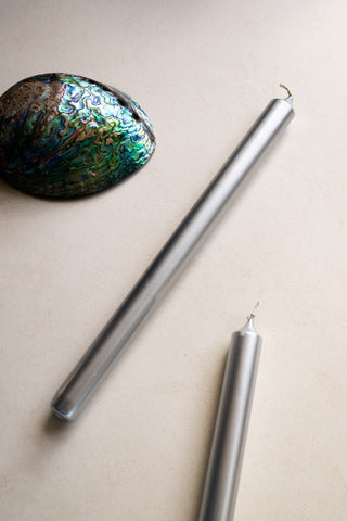 Close-up image of the Beautiful Dinner Candle - Metallic Silver