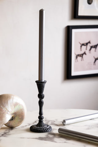 Detail image of the Beautiful Dinner Candle - Metallic Silver