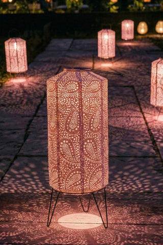 Image of the Beautiful Dusk Pink Outdoor Solar Lantern With Stand