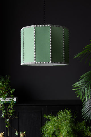 Lifestyle image of the Beautiful Green Linen Lampshade