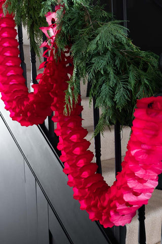 Detail image of the Beautiful Handcrafted Classic Paper Garland in Bright Red