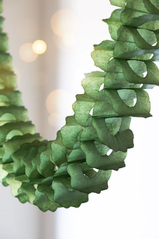 Image of the Beautiful Handcrafted Classic Paper Garland in Moss Green