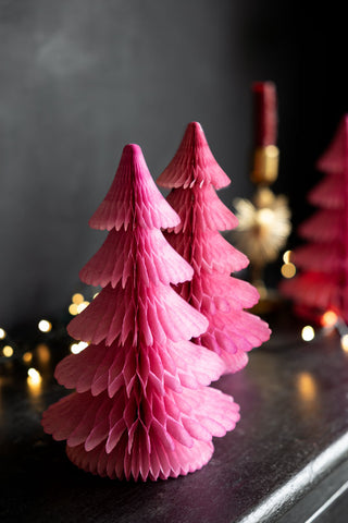 Lifestyle image of the Beautiful Handcrafted Paper Christmas Tree in Rose