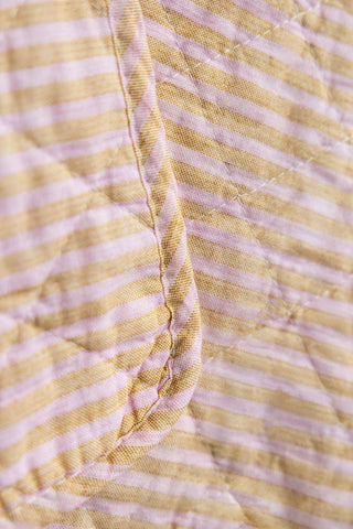 Image of the pattern on the Beautiful Mustard & Pale Pink Stripe Cotton Quilt