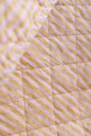 Image of the fabric on the Beautiful Mustard & Pale Pink Stripe Cotton Quilt