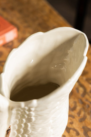 Close-up of the inside of the Beautiful Painted Swan Jug.