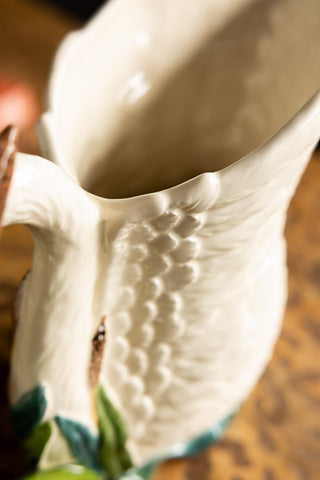 Close-up of the Beautiful Painted Swan Jug seen from above.