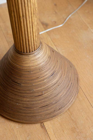 Image of the base of the Beautiful Rattan Palm Tree Floor Lamp