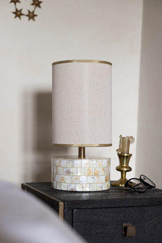 Image of the Beautiful Shell Table Lamp on a side table