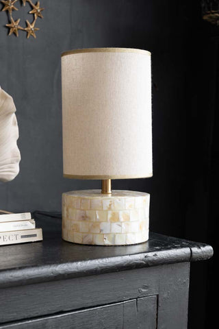 Lifestyle image of the Beautiful Shell Table Lamp
