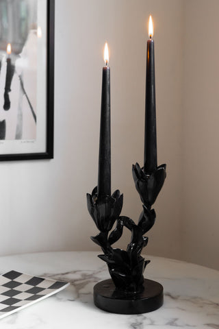 Image of the Beautiful Tapered Black Dinner Candle