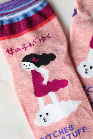 Close-up image of the Bitches Get Stuff Done Womens Ankle Socks