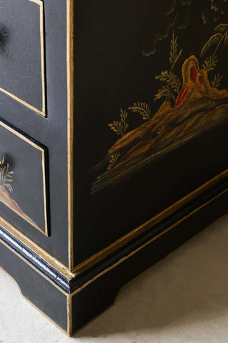 Image of the base on the Black Chinoiserie-style Deco 6 Drawer Chest