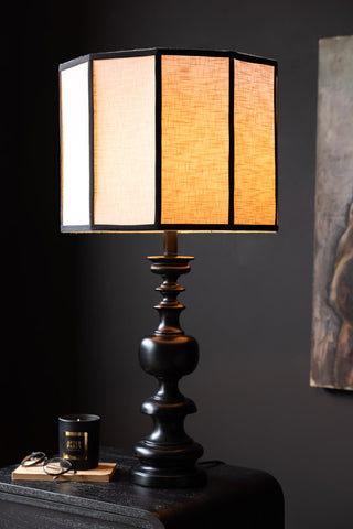 Image of the Black Contrast Linen Lampshade on a table lamp