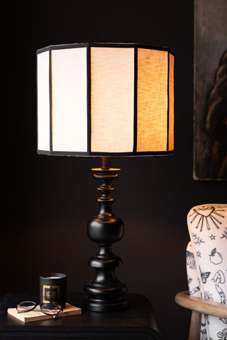 Image of the Black Contrast Linen Lampshade in a living room setting