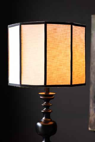 Lifestyle image of the Black Contrast Linen Lampshade