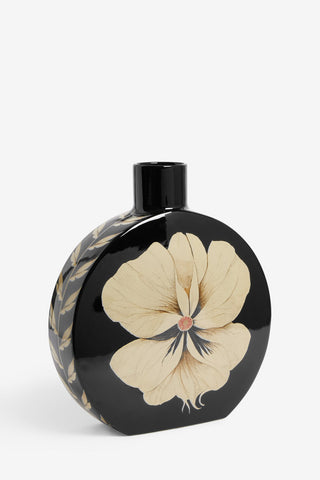 Image of the Black Floral Large Vase on a white background