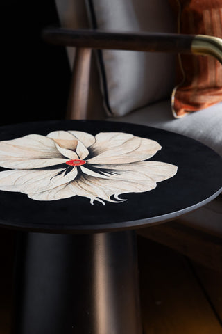 Detail image of the Black Floral Pattern Side Table