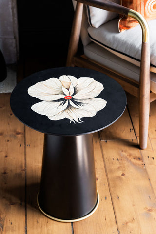 Image of the Black Floral Pattern Side Table