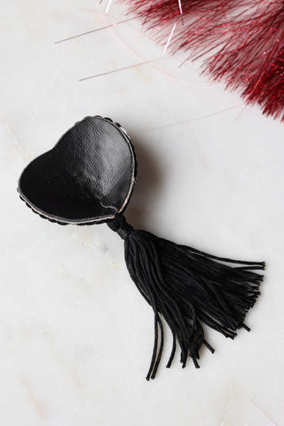 Image of the back of the Black Heart Sequin Nipple Tassels