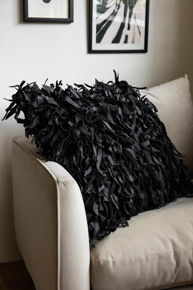 Black Leather Cushion Cover Rockett St George - Main Image