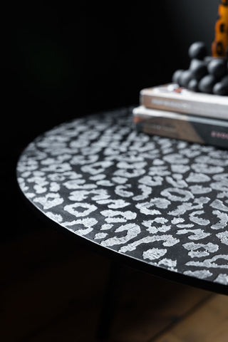 Image of the finish for the Black Leopard Love Coffee Table