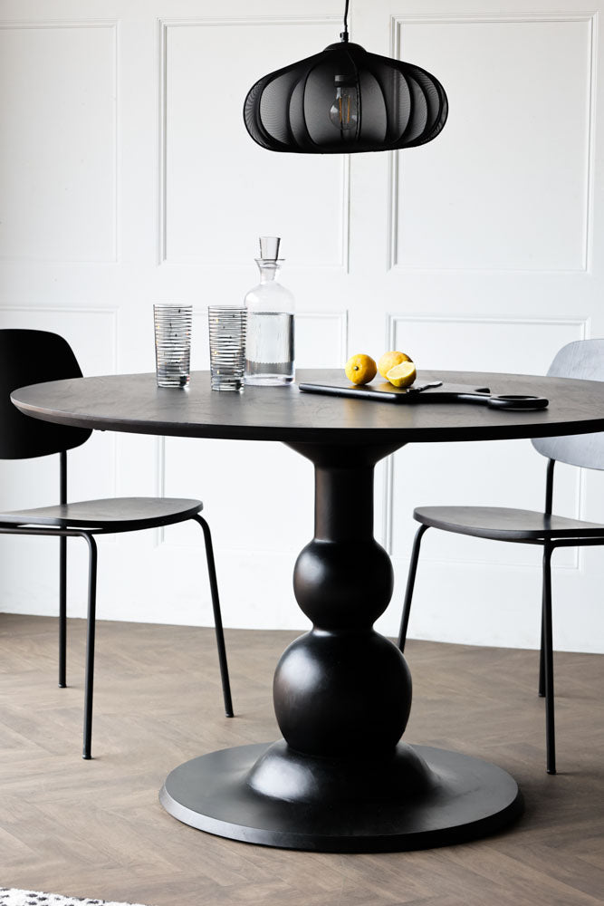 Black Mango Wood Round Dining Table Rockett St George