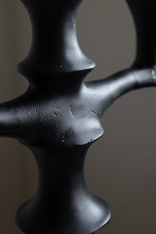 Image of the finish on the Black Metal Modern Candelabra