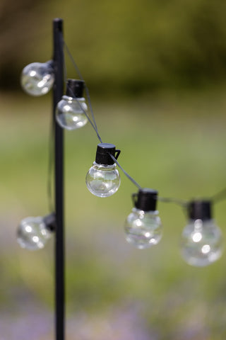 Close-up image of the Extendable Black Table Clamp With Solar Festoon Lights