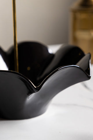 Side detail of the Black Umbrella Fruit Bowl. 