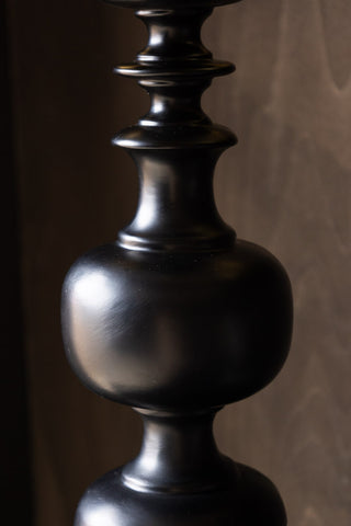 Detail image of the Black Wood Turned Table Lamp Base