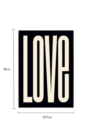 Dimension image of the Black & Cream Love Art Print