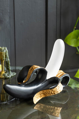 Image of the Black & Gold Banana Table Lamp off