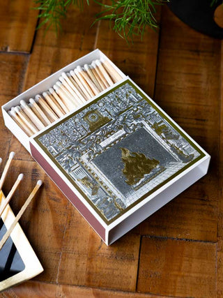 Lifestyle image of the Black & Gold Fireplace Matches