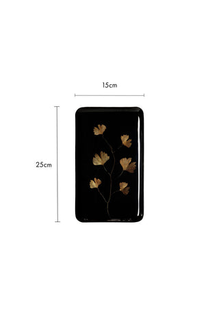 Dimension image of the Black & Gold Ginkgo Leaf Tray.