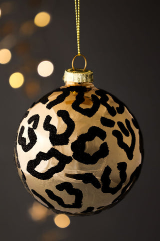 Lifestyle image of the Black & Gold Leopard Christmas Decoration