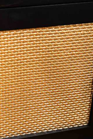 Detail image of the Black & Gold Rattan Bedside Table