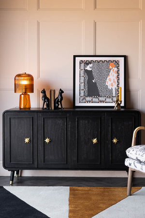 Lifestyle image of the Black & Gold Ringo Sideboard