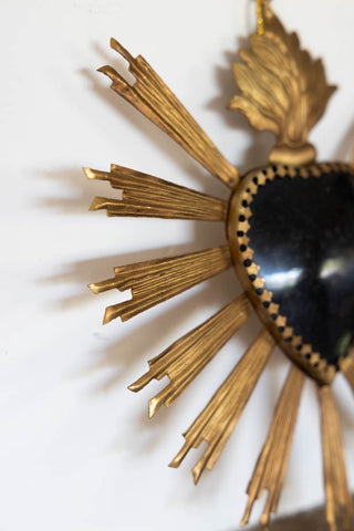 Image of the finish for the Black & Gold Sacred Heart Hanging Ornament