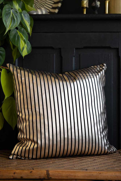 Black Gold Striped Cushion
