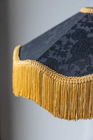 Close-up image of the Black & Gold Tassel Ceiling Light Shade