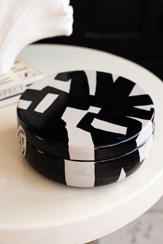 Lifestyle image of the Monochrome Abstract Storage Trinket Box