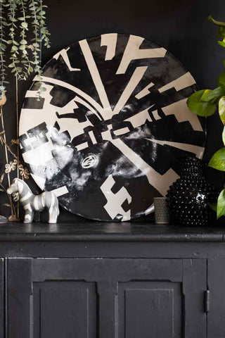 Image of the Monochrome Abstract Wall Art Plate on display