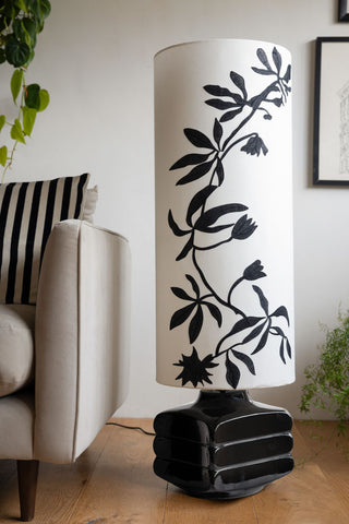 Image of the Black & White Floral Silhouette Floor Lamp
