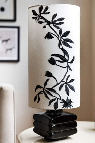 Image of the Black & White Floral Silhouette Table Lamp