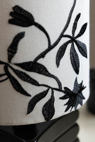 Detail image of the Black & White Floral Silhouette Table Lamp